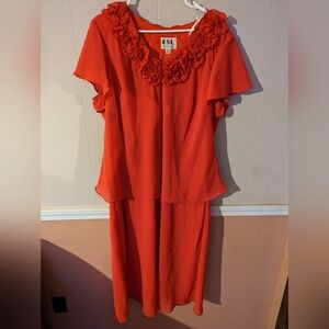 KSL Division of Kerin Stevens Red Dress with 3D Flowers around Neck 22WP